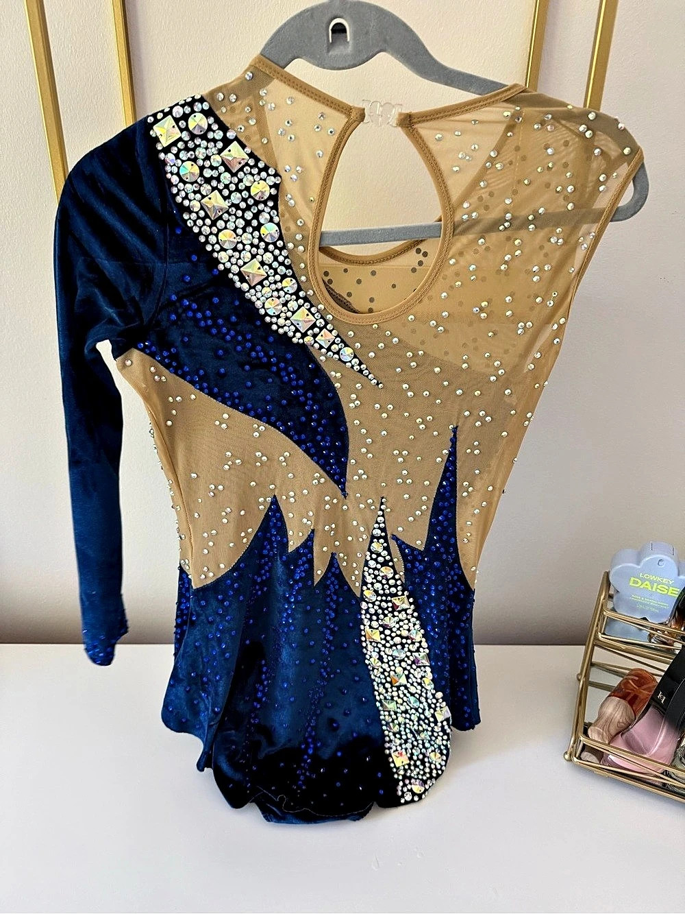 Rhinestone Performance Costume in Blue & Gold Like New